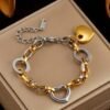 Bracelet  avec pendentif coeur bi couleur en acier inoxydable