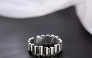 Bague ouverte géométrique en acier inoxydable