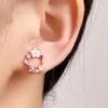 Boucles d'oreilles pierre rose et transparente