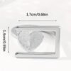 Bague originale rectangulaire avec un cœur relief à l'intérieur en acier inoxydable