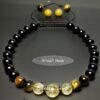 Bracelet noir œil de tigre et citrine 6 MM