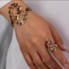 Ensemble manchette et bague imprimé léopard
