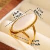 Bague ouverte avec nacre blanche naturel en Acier inoxydable