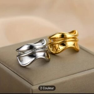 Bague style vague réglable en Acier inoxydable