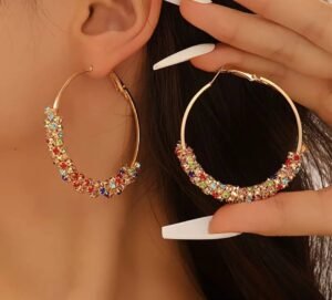Boucles créoles Boho chic colorés en strass