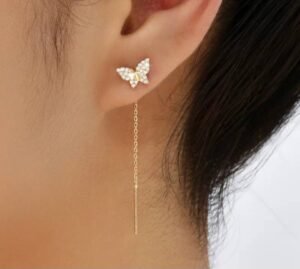 Boucles d'oreilles Papillon et Zirconia scintillant.