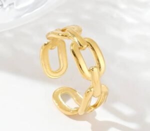 Bague réglable en forme de chaîne Doré ou Argent en Acier inoxydable