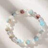 Bracelet élégant en pierres naturelles, shoushan bleu clair et pierre de lune