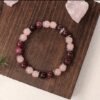 Bracelet en pierre naturelle de grenat et quartz rose