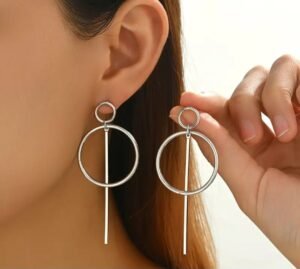 Boucles d'oreilles longues barre et rond Plaqué or