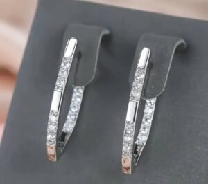 Créoles avec zircon cubique blanche Plaqué argent