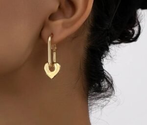 Boucles d'oreilles pendantes en forme de cœur Plaqué or