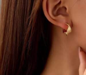 Boucles d'oreilles en forme de vague Plaqué or et Aiguille en acier inoxydable