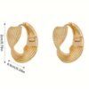 Boucles d'oreilles en forme de vague Plaqué or et Aiguille en acier inoxydable