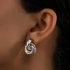 Boucles d'oreilles de forme géométrique irrégulière Plaqué argent