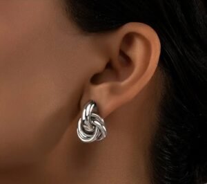 Boucles d'oreilles de forme géométrique irrégulière Plaqué argent