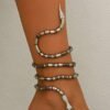 Élégant bracelet de cheville en chaîne serpent en strass