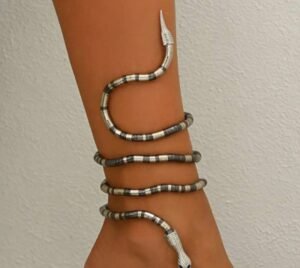Élégant bracelet de cheville en chaîne serpent en strass