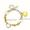 Bracelet  avec pendentif coeur bi couleur en acier inoxydable