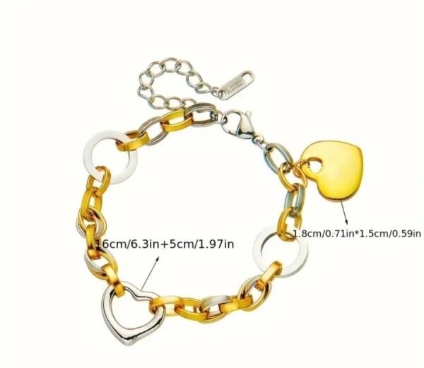 6063fbee-55b6-4791-ae7d-a34d9d6fa24e Bracelet avec pendentif coeur bi couleur en acier inoxydable