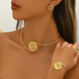 Ensemble Banquet Boucles d'oreilles, Bracelet et Collier Géométriques