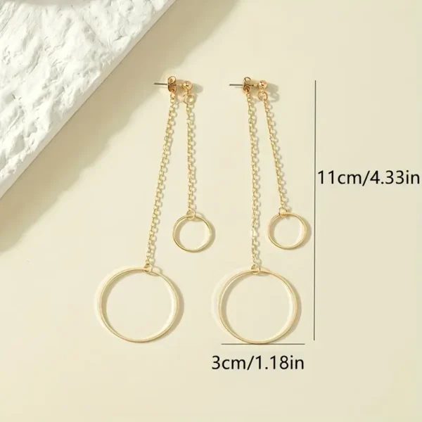 21c13c2f-b7ec-4a25-b27d-0fa8a8abb663 Boucles d’Oreilles Minimalistes à Chaîne Longue Géométrique Rondes
