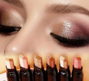 Bâton d'ombre à paupière bi-couleur pailleté métallisé 2 en 1