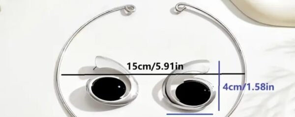 6a329bf8-d4e1-4422-bf2b-7b99c405eff12222 Boucles d'oreilles style géométrique et spirale avec pierre acrylique noire (Doré ou Argenté)