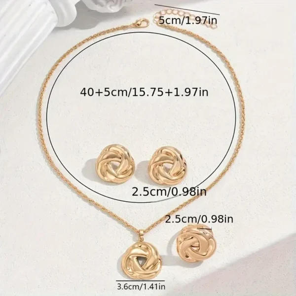 6a610bc5-8f11-4ad6-9621-efec8b67040c Ensemble Collier, Boucles d'Oreilles et Bague Géométriques avec Rose Doré