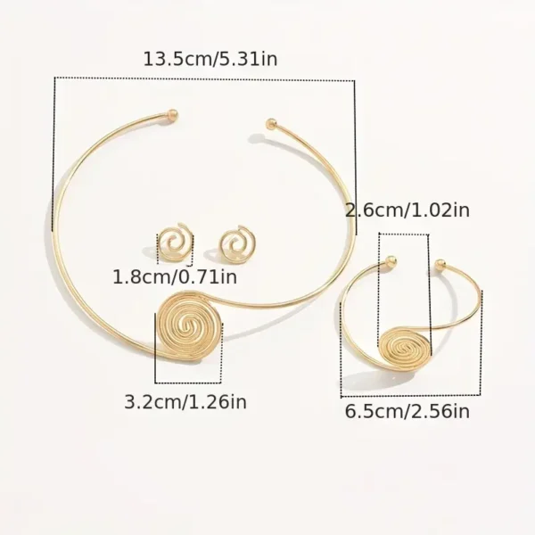 77705e20-a571-11ef-9a6d-0a580a66d8f5 Ensemble Banquet Boucles d'oreilles, Bracelet et Collier Géométriques