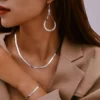 Ensemble Collier Serpent en Alliage, Bracelet Assorti et Boucles d'Oreilles