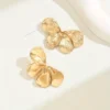 Boucles d'Oreilles Clous Élégantes Plaquées Or 14K à Motifs Floraux et Géométriques