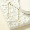 Boucles d’Oreilles Minimalistes à Chaîne Longue Géométrique Rondes