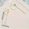 Boucles d'Oreilles Élégantes à Pompons Détachables Étoile & Lune