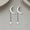 Boucles d'Oreilles Élégantes à Pompons Détachables Étoile & Lune