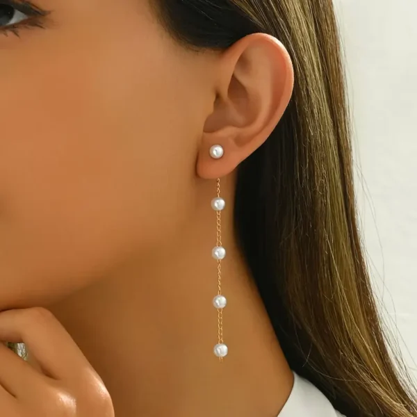 f38de819-eacd-48cd-be1e-a3a3452e6de4 Boucles D'Oreilles En Fausses Perles Pendantes Avec Pompon