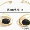 Boucles d'oreilles style géométrique et spirale avec pierre acrylique noire (Doré ou Argenté)