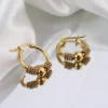Boucles d'oreilles Style vintage bohème chic dorée en acier inoxydable