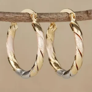 Boucles d'oreilles vintage en acier inoxydable avec finition dorée et rosée