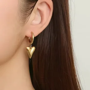 Clous d'Oreilles Cœurs Ouverts Dorés en Acier Inoxydable