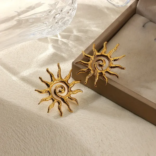 a192b8b4-d220-424c-88f9-438cc86db425 Boucles d'oreilles en acier inoxydable motif tournesol