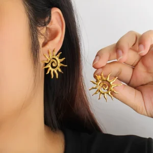 Boucles d'oreilles en acier inoxydable motif tournesol