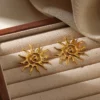 Boucles d'oreilles en acier inoxydable motif tournesol
