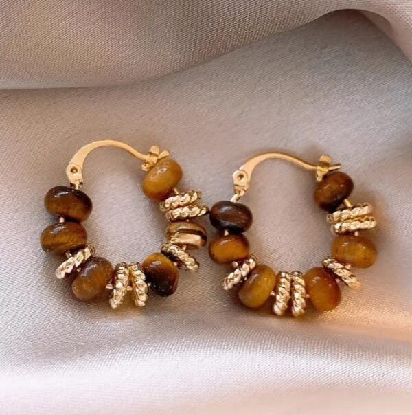 Boucles d'oreilles vintage œil de tigre