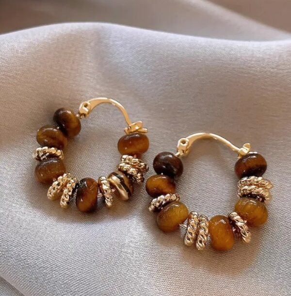 Boucles d'oreilles vintage œil de tigre