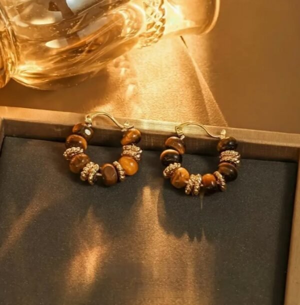 Boucles d'oreilles vintage œil de tigre