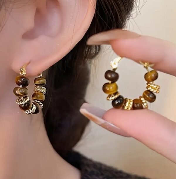 Boucles d'oreilles vintage œil de tigre