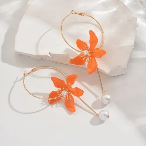 Boucles d'Oreilles Élégantes en Fleur Artificielle