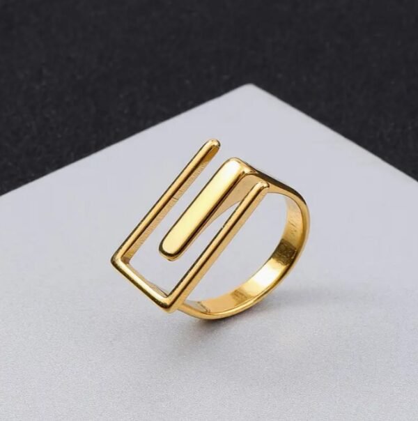 Bague Rectangulaire Géométrique Ajustable