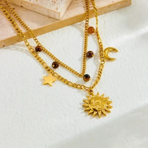 Capture d’écran 2025-09-17 113632 Collier Gothique Rétro Double Épaisseur avec Pendentif Étoile Lune Soleil